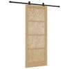 vidaXL Schuifdeur Naturel en Zwart 86 x 211 cm Massief grenenhout