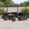 vidaXL Tuinbankenset 13 pcs Zwart Poly rattan en gepoedercoat staal