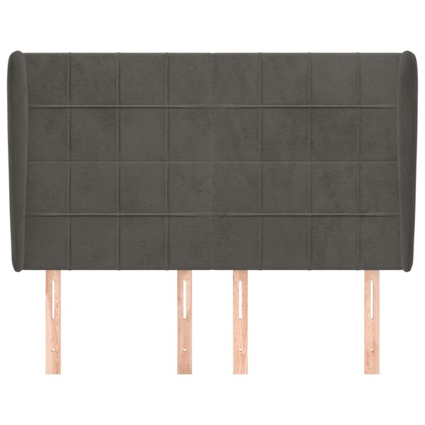 vidaXL Hoofdbord met randen 147x23x118/128 cm fluweel donkergrijs