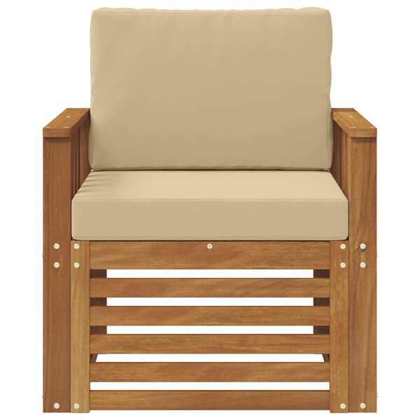 vidaXL Buiten bankenset Massief Acaciahout en Polyester Naturel