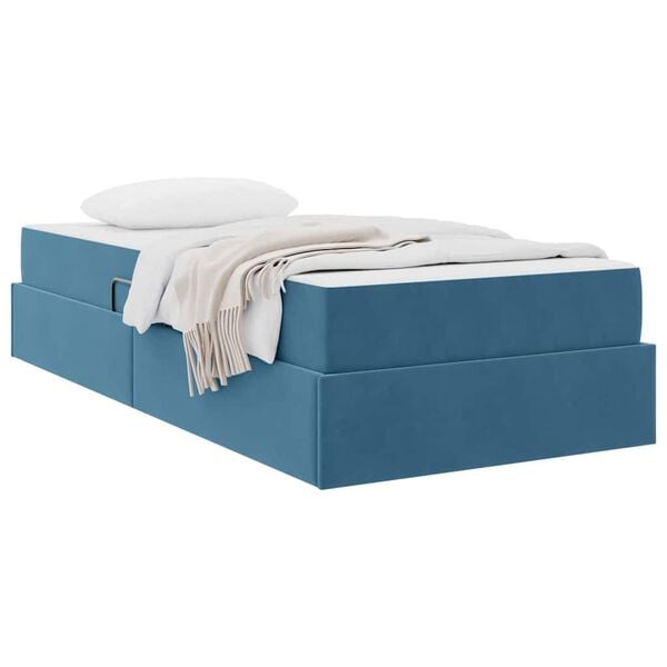 vidaXL Opbergbed met matras met matras Donkerblauw 90 x 190 cm Fluweel