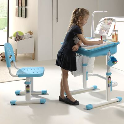 Vipack Kinderbureau verstelbaar Comfortline 301 met stoel blauw en wit