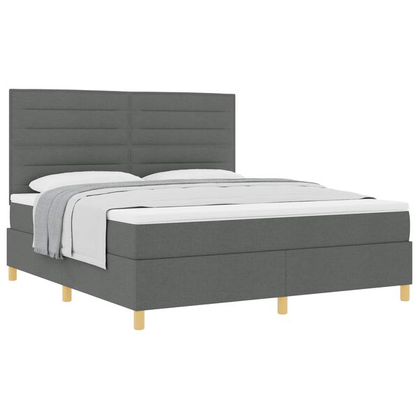 vidaXL Boxspringbed met matras Donkergrijs 180 x 200 cm Stof