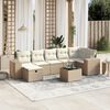 vidaXL 7-delige Loungeset met kussens poly rattan beige