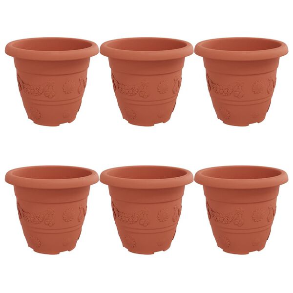 vidaXL Ronde Bloempot 6 pcs Baksteenrood &Oslash; 26 x 21.5 cm Kunststof