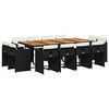 vidaXL 13-delige Tuinset met kussens poly rattan zwart