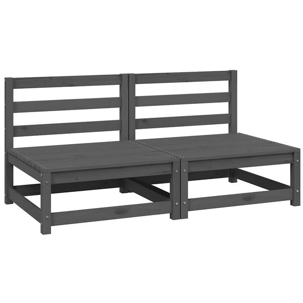 vidaXL Tuinmiddenbanken 2 st massief grenenhout grijs