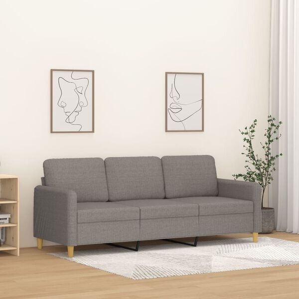 vidaXL Driezitsbank 180 cm stof taupe