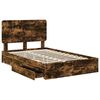 vidaXL Opslag bed met lade Gerookt eiken 135 x 190 cm Bewerkt hout