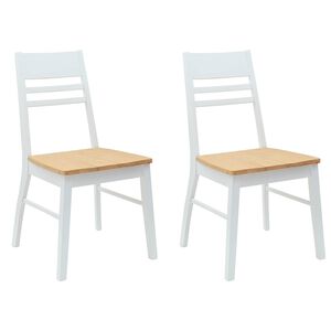 vidaXL Eettafelstoelen 2 st Massief Rubberhout Wit 43 x 54 x 89 cm