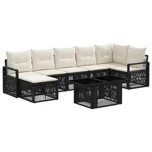 vidaXL Tuinbankenset 8 st Zwart en Cream Wit poly rattan