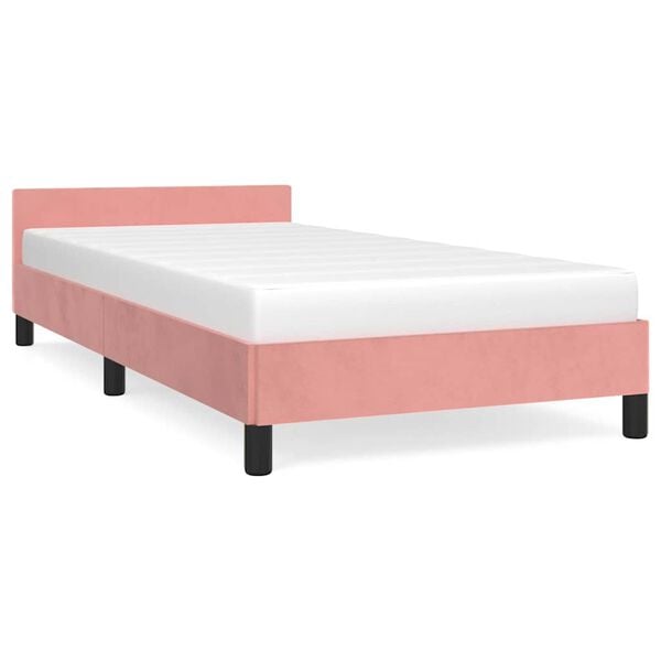vidaXL Bedframe met hoofdeinde zonder matras 100x200 cm fluweel roze