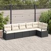 vidaXL Tuinbankenset met kussen 6 pcs Zwart en Wit poly rattan