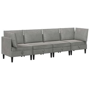 vidaXL Woonkamer Meubelset met kussen 4 pcs Lichtgrijs Fluweel