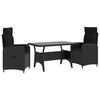 vidaXL Buiten eettafelset 3 pcs Zwart poly rattan