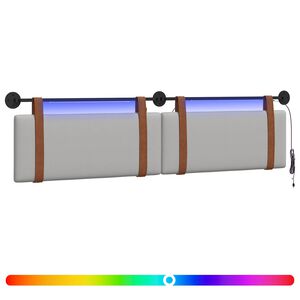 vidaXL Hangend hoofdbord Met LED-verlichting Wolkengrijs Antiek PU