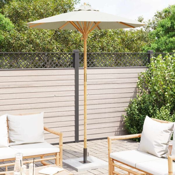 vidaXL Tuinparasol Cr&egrave;me Wit &Oslash; 270 x 260 cm Bamboe