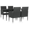 vidaXL 5-delige Tuinset poly rattan en staal zwart