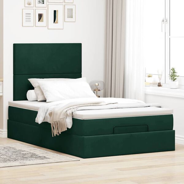 vidaXL Ottoman bed met matrassen en LED's 120x200cm fluweel
