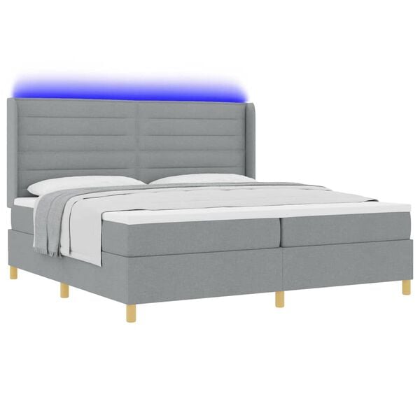 vidaXL Boxspring bed met matras Lichtgrijs 200 x 200 cm Stof
