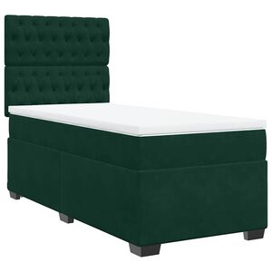 vidaXL Boxspring met matras fluweel donkergroen 80x200 cm