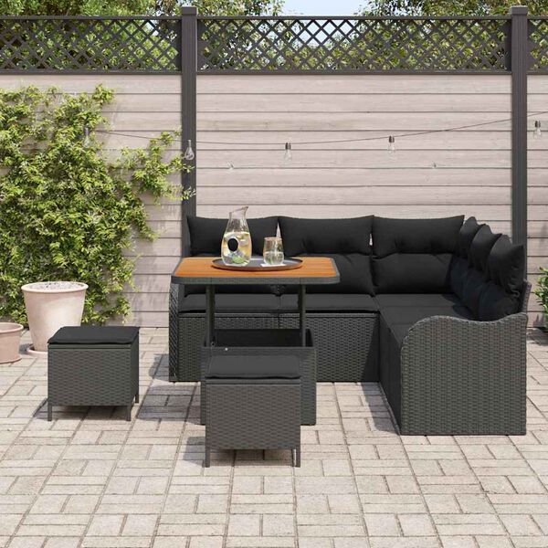 vidaXL Tuin Sofa Set 8 pcs Zwart poly rattan