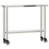vidaxl Keukenwerktafel met wielen 110x30x85 cm roestvrij staal