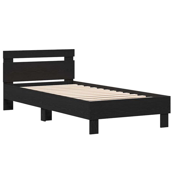 vidaXL Bedframe Zwart Eiken 203 x 95 x 70 cm Bewerkt hout