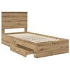 vidaXL Bedframe met hoofdeinde Artisan Eiken 90 x 200 cm Bewerkt hout