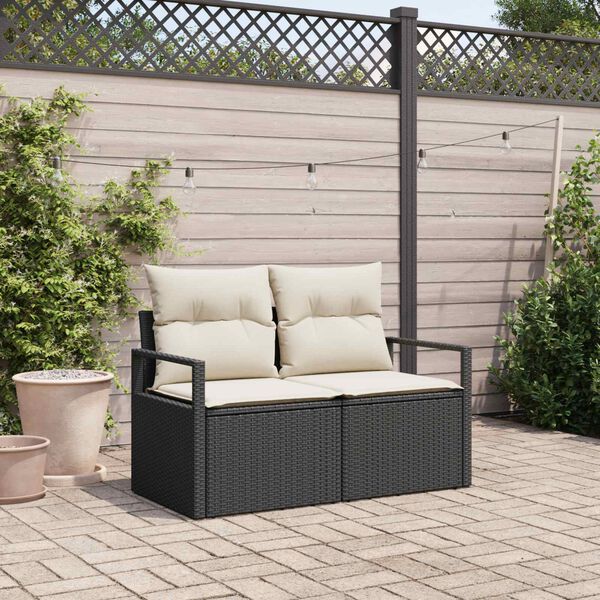 vidaXL Tuinbank met kussen met opslag 120 x 62 x 69 cm poly rattan