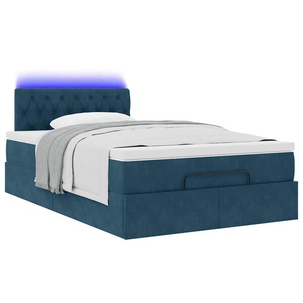 vidaXL Ottoman bed met matras en LED's 120x200cm fluweel donkerblauw