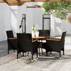 vidaXL 5-delige Bistroset poly rattan en massief hout zwart