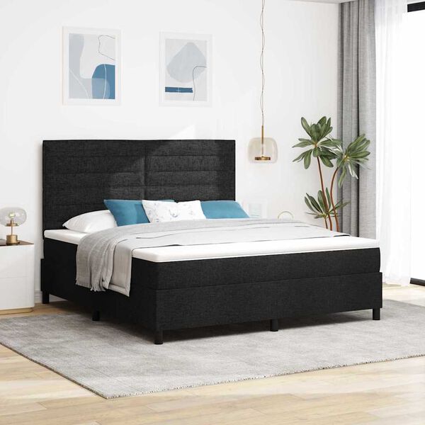 vidaXL Boxspring bed met matras met LED Zwart 180 x 200 cm Stof