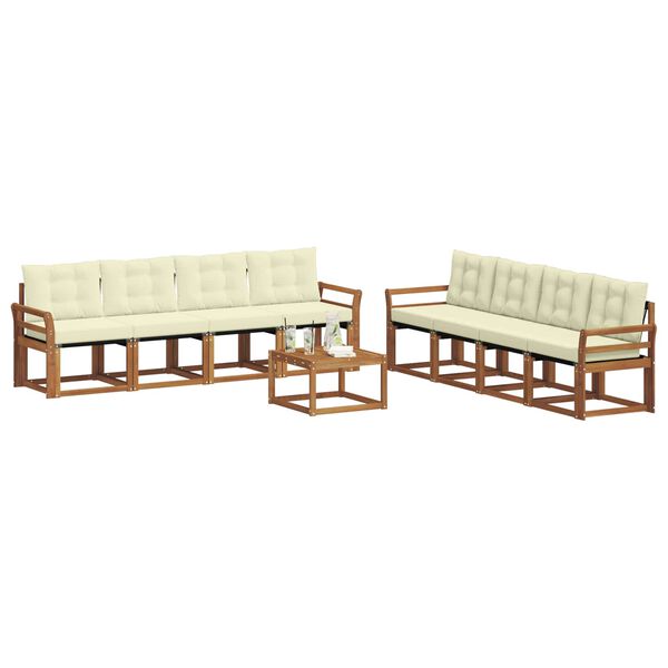 vidaXL Buiten bankenset met kussen 9 pcs Natuurlijk en Cr&egrave;me