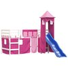 vidaXL Kinderhoogslaper met toren 80x200 cm massief grenenhout roze