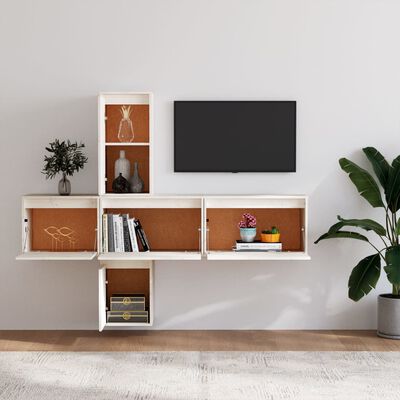vidaXL Tv-meubelen 5 st massief grenenhout wit