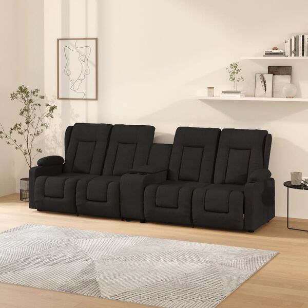 vidaXL Massagestoel 4-zits verstelbaar met bekerhouders stof zwart