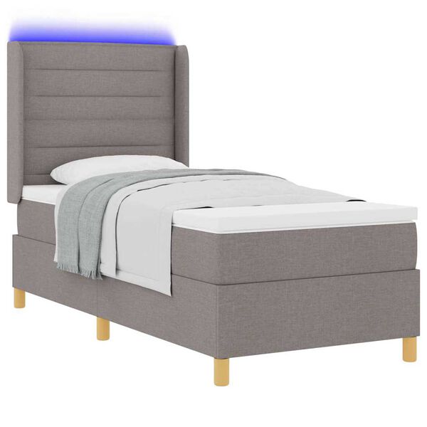 vidaXL Boxspringbed met matras met LED Taupe 80 x 200 cm Stof