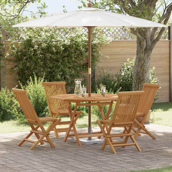 vidaXL Tuin Eetset 5 pcs Bruin Massief teakhout