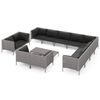 vidaXL 13-delige Loungeset met kussens poly rattan donkergrijs