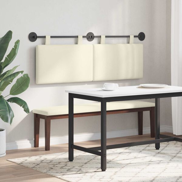 vidaXL Hangend Hoofdeinde Effen Cr&egrave;me 150 x 55 x 5 cm Katoen Stof