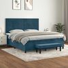vidaXL Boxspring met matras fluweel donkerblauw 180x200 cm