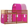 vidaXL Stapelbed met gordijnen 90x190 cm grenenhout roze