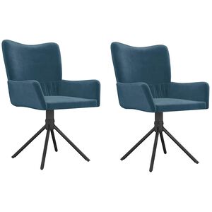 vidaXL Eetkamerstoelen draaibaar 2 st fluweel blauw