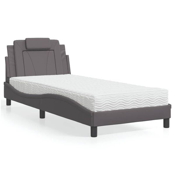 vidaXL Bed "Viana" met matras kunstleer grijs 80x200 cm