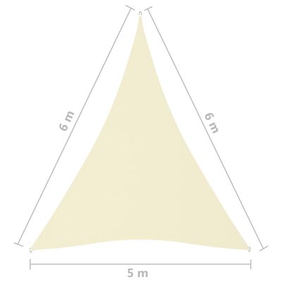 vidaXL Zonnescherm driehoekig 5x6x6 m oxford stof crèmekleurig