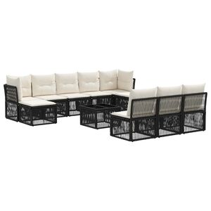 vidaXL Tuinbankenset 11 st Zwart poly rattan