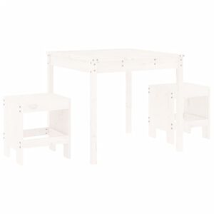 vidaXL 3-delige Bistroset massief grenenhout wit