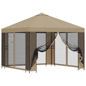 vidaXL Tuin Gazebo met Zijwanden 3 x 3 m Beige Polyester en staal