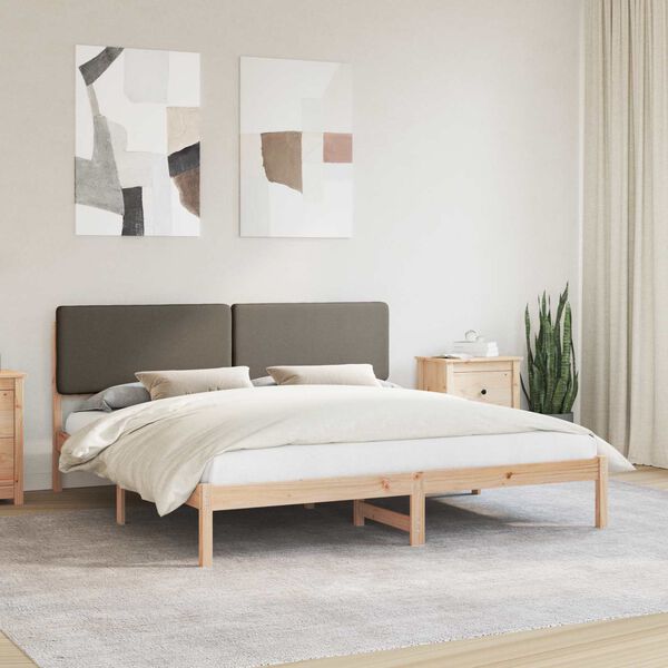 vidaXL Bedframe met Gevoerd Hoofdgedeelte Taupe 180 x 200 cm